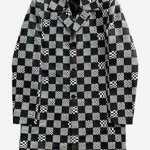 Louis Vuitton Black & White Distorted Damier Peacoat